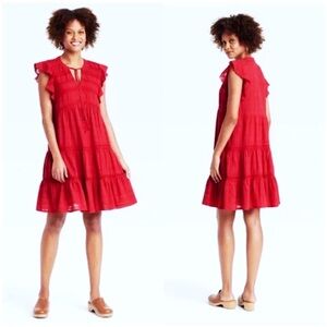 Knox Rose size XXL : boho tassel v-neck tiered ruffle crochet mini cotton dress